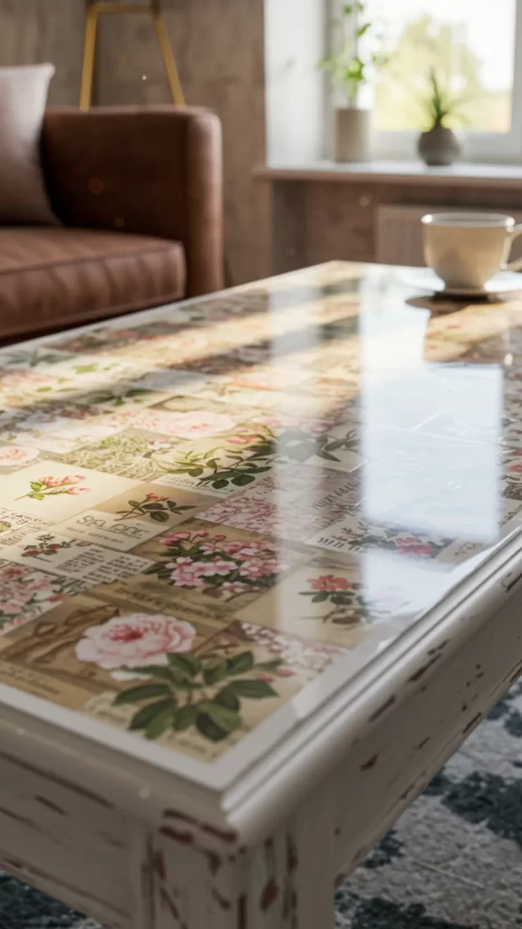 Mesa de Centro com Técnicas de Decoupage