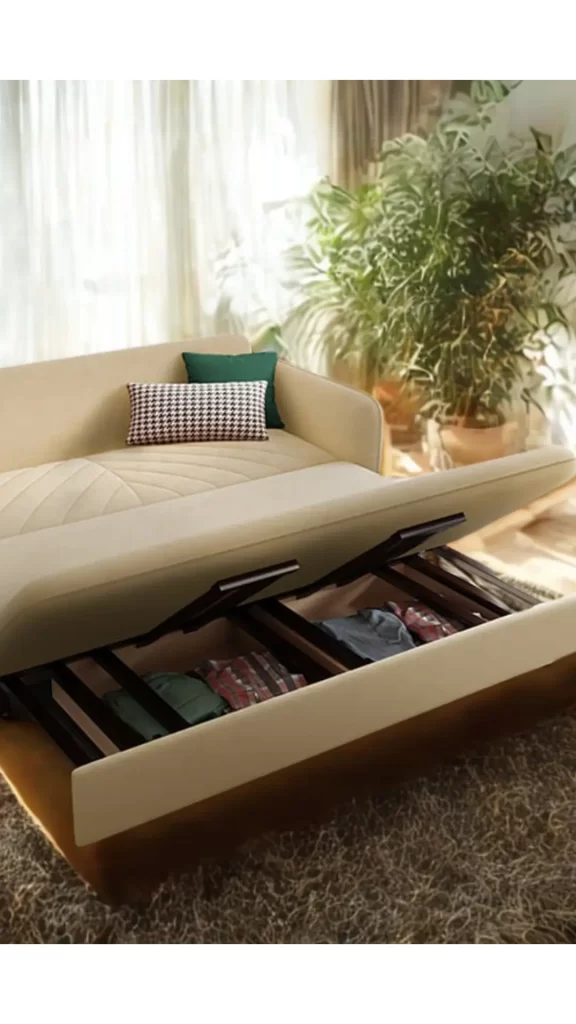 Móveis inteligentes para espaços pequenos - sofá-cama com armazenamento embutido