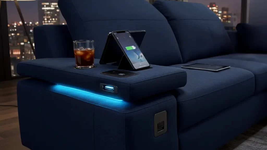 sofás inteligentes - com USB, porta copo e luz de led