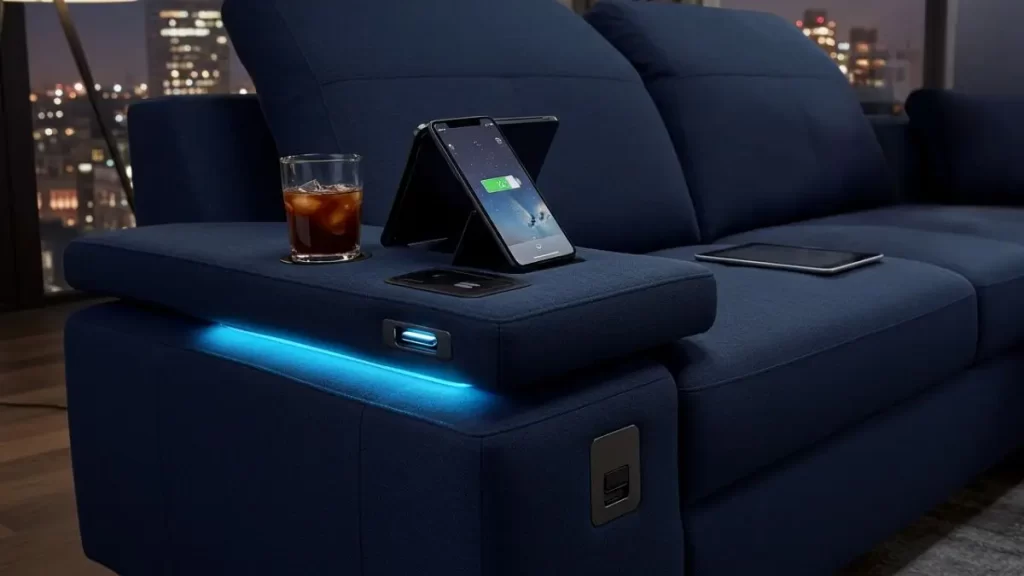 sofás inteligentes - com USB, porta copo e luz de led